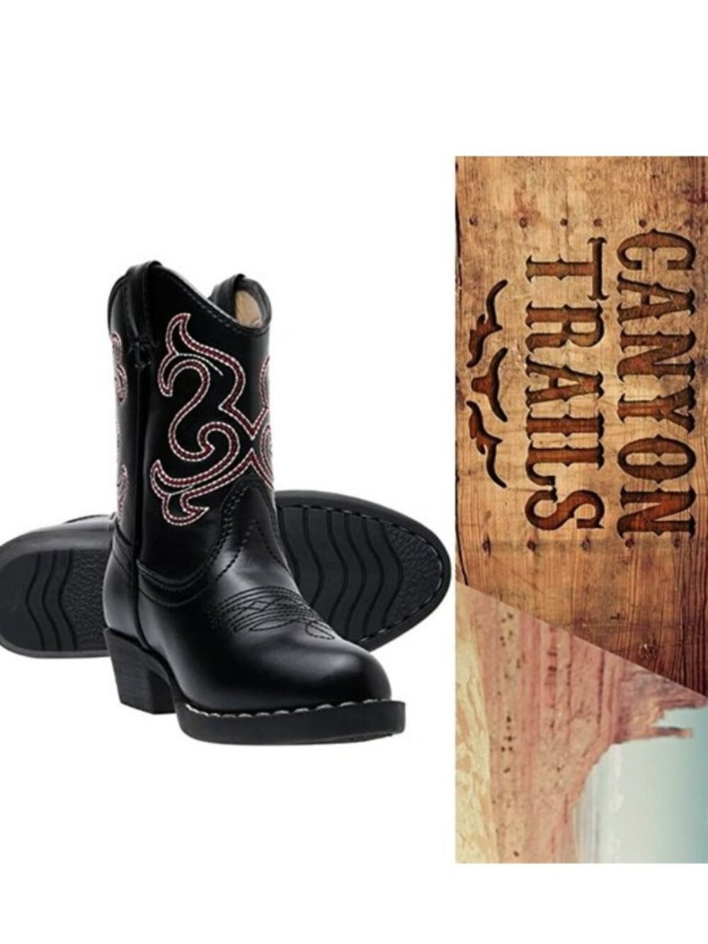 Canyon Trails | Kids Cowboy Pointed Toe Classic Western Rodeo Boots | Size 2M